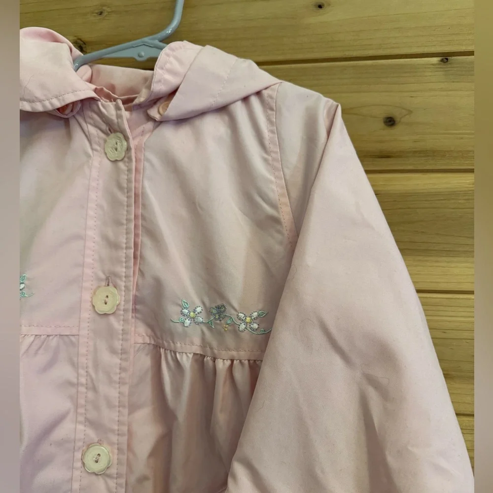 London Fog Sz 3T Petal Baby Pink Lightweight Floral Embroidered Coquette Jacket